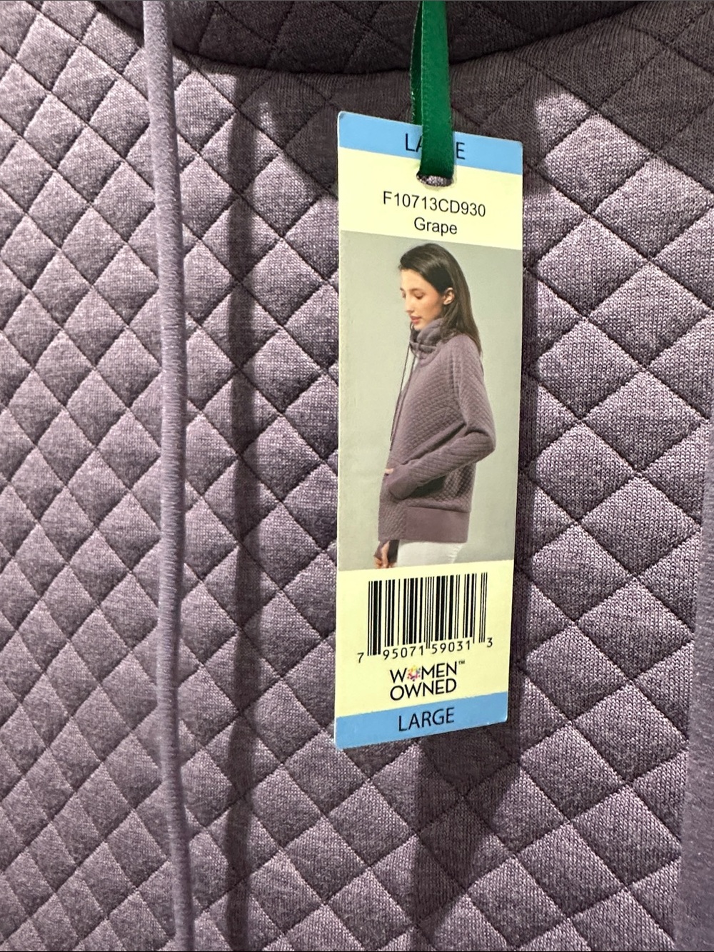 Quilted purple Women's Pullover Hoodie - Large - Picture 3 of 4
